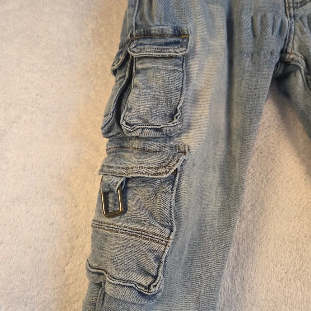 Serenade Mens Light Wash Cargo Jeans Slim Fit Size 30 Distressed